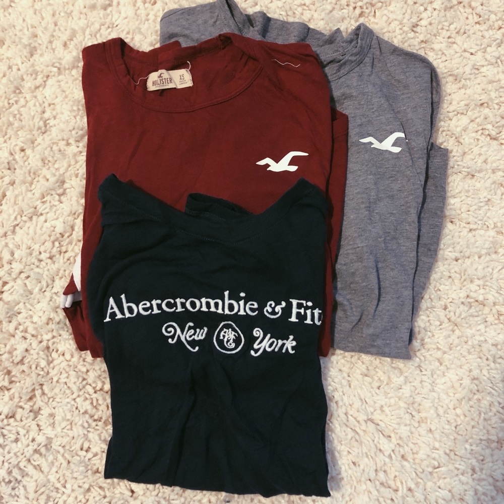 t-shirt and long sleeve bundle ! hollister and a&f